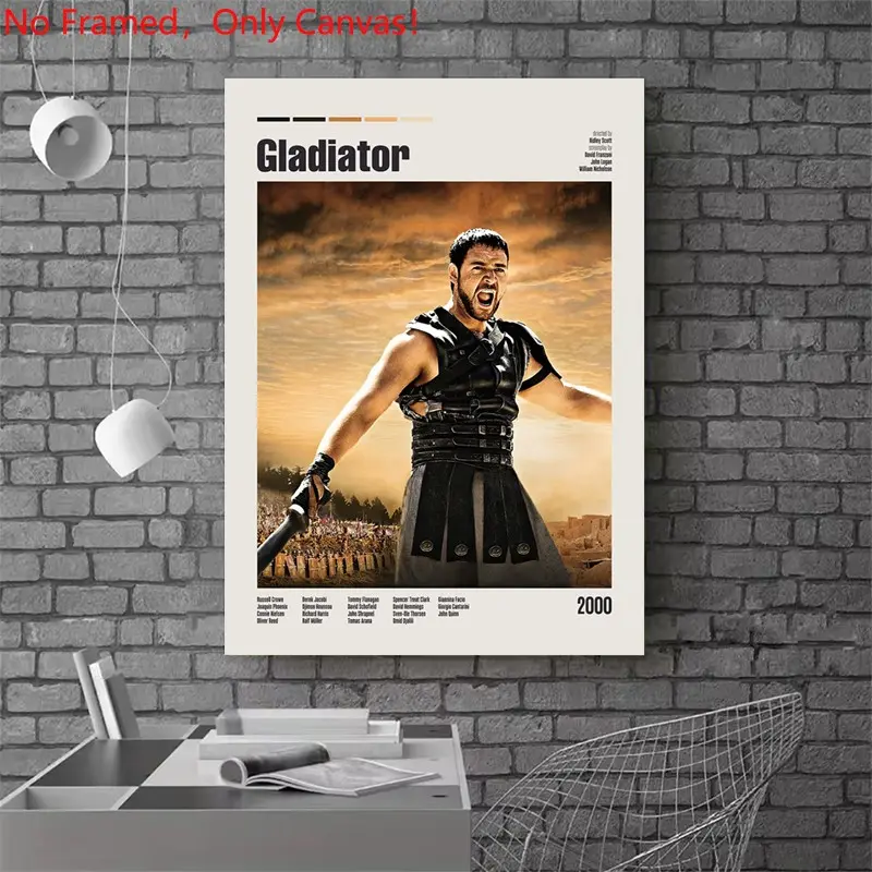 1 piece/set frameless canvas painting print poster, Classic Movie scenes Poster art，Gladiator Movie Poster， a perfect gift for Movie loves, ideal gift for bedroom, living room, dorm hallway, kitchen, mural, wall decoration, room decor