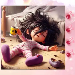 5D DIY Full Drill Round Diamond Painting - Diamond Art Kit for Messy Bedroom, Cartoon Characters, Pink Pajamas. Mosaic, Canvas - DIY Decorative Painting, Home Wall Decor, Suitable for Halloween and Christmas, Birthday and Anniversary Gifts.