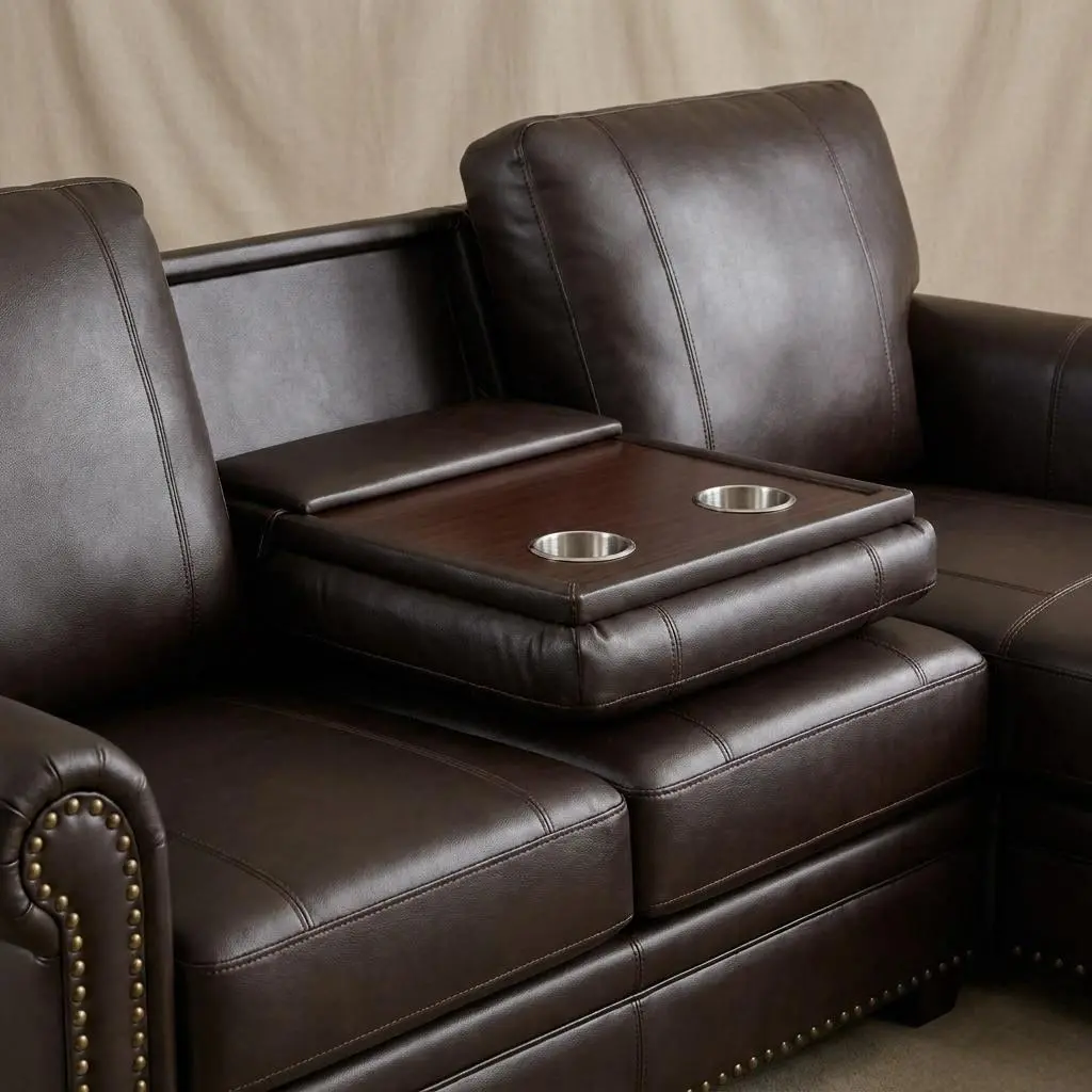 Brown Faux Leather Synthetic Leather 3-Piece Sofa Set