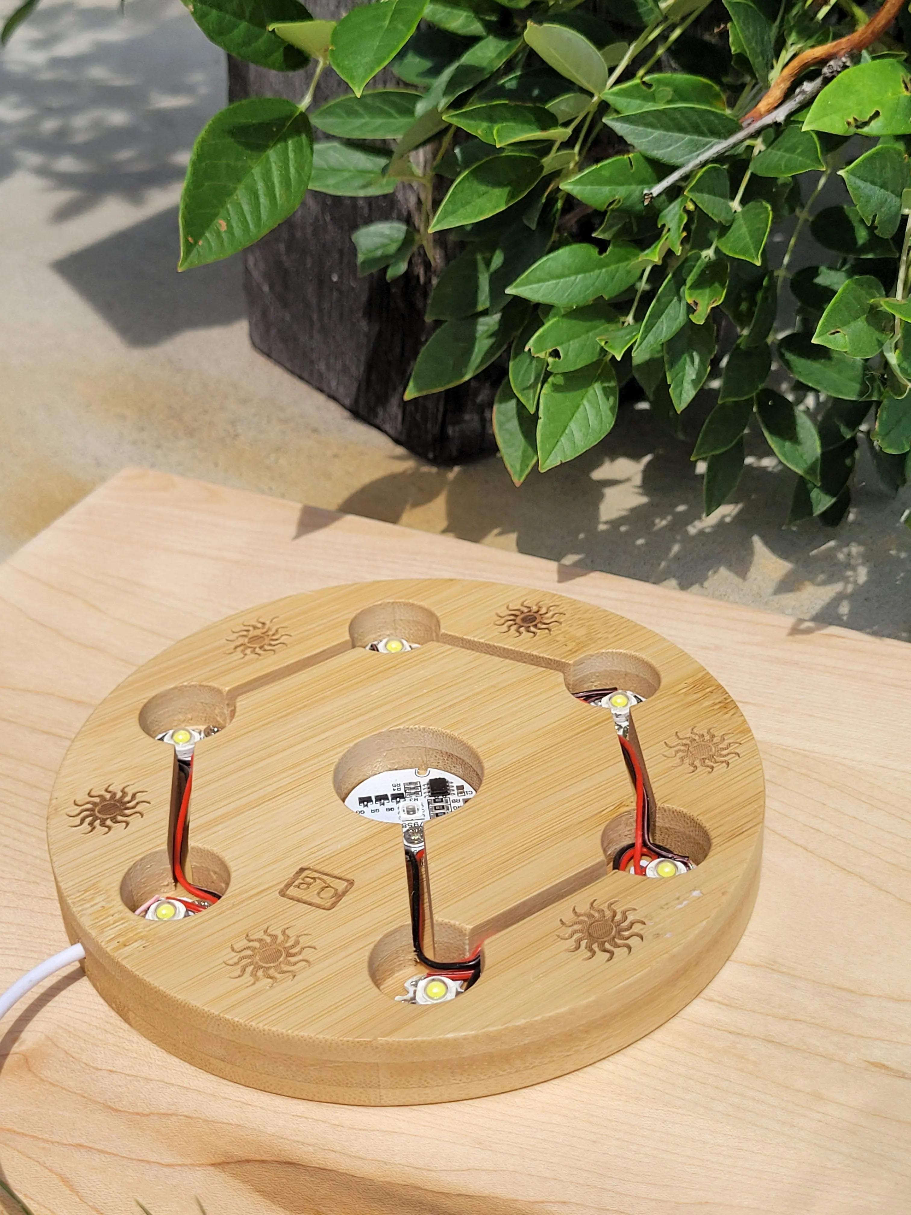 Large Wooden 7-Sphere lighted sphere stand - wooden decor - figurine - wooden light