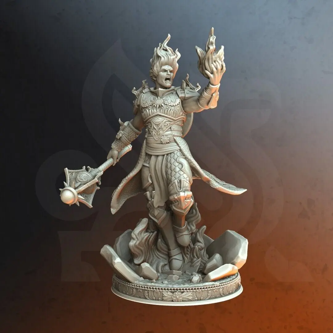 Sun Cleric Suraci 3D-Printed Resin Miniature - Character Figure Miniatures for DM Stash Home Decor Statue & Figurine, 3D-Printed Resin Miniatures