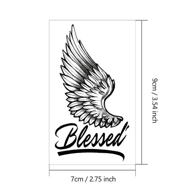 Sacred Angel Wings Letter Graffiti Herbal Tattoo Temporary Body Art, Long-Lasting 15 Days Realistic Tattoo Experience, Temporary Tattoos