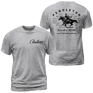 Pendleton Woolen Mills Cowboy Rider T-Shirt, Geometric Zigzag Horse Riding Graphic Tee, Pendleton True as the West Since 1863 Western Heritage Shirt, Casual Daily Wear Tee For Men & Women, Apparel Made In The USA