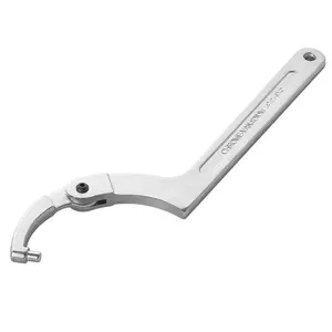 Adjustable Crescent Wrench Hook Head Half Round Hook Type Water Meter Cover Oil Cylinder Hook Nut Wrench Universal Round Head Tool