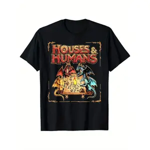 Houses and Humans Vintage Retro 90s Funny Gamer Gaming T-Shirt for Mens, 100% Cotton, Super Soft, Breathable, Casual Short Sleeve, Crew Neck, Summer Perfect for Daily Wear & Holiday Gifts