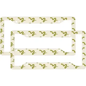 2 Pcs Car License Plate Frames for Women Men - 4 Holes Solid Aluminum Green Snake License Plate Cover for Car Accessories for Women Men with Fasteners and Screws ﻿