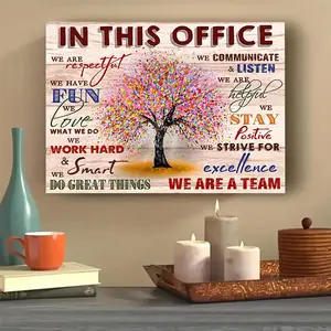 1 Piece Framed Inspirational Office Wall Art Teamwork Motivational Quotes Canvas Painting Office Wall Decoration Inspirational Wall Decoration Painting for Office or Bedroom Office Gift Ready to Hang - Edged Canvas