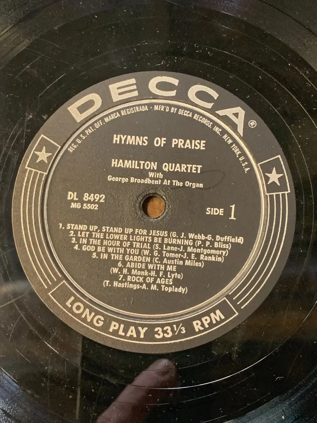 Hamilton Quartet - Hymns Of Praise (Decca) Vinyl Record VG+/VG+