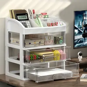 Transparent Plastic Storage Box, Multi-Functional Organizer for Cosmetics, Office Supplies, Desktop, Showcasing Rack, Office Organization