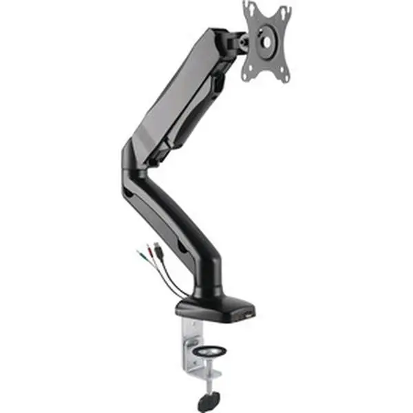 Single Monitor Arm with USB Port, Audio Port and Data Transfer Functionality - Black - Supports 1 Display - Compatible with 75x75 & 100x100 VESA Standards