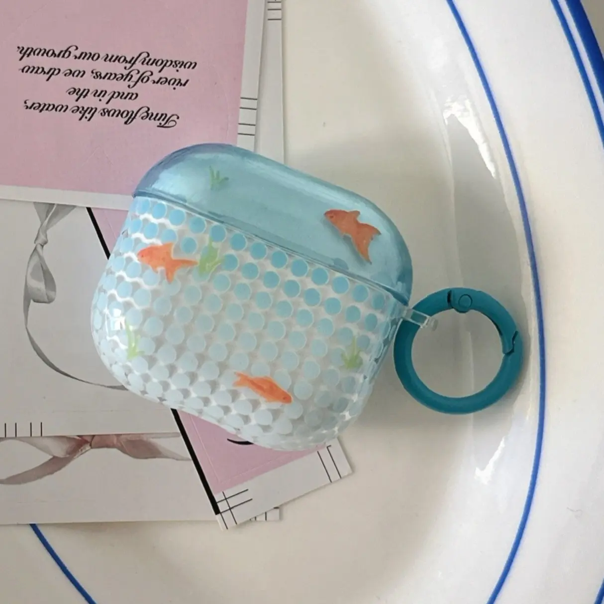 Gradient Polka Dot Goldfish Koi AirPods Pro 2 Case, Stylish Women's Earphone Cover for Apple AirPods Pro/AirPods 4/AirPods 3/AirPods 2