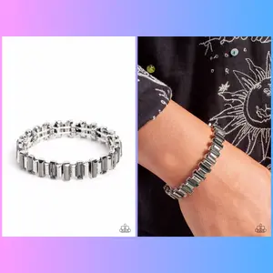 BURSTING the Midnight Oil - Silver Stretch  Bracelet