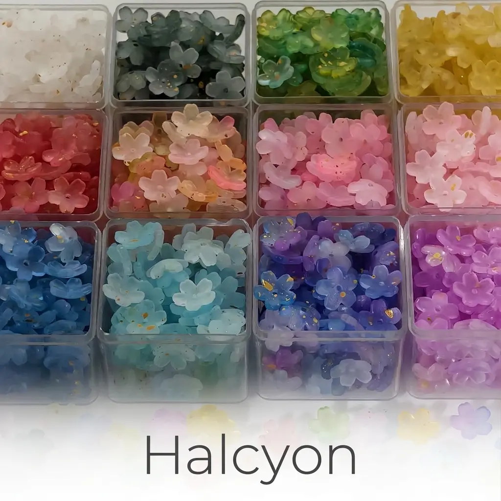Halcyon 108Pcs 3D Flower Beads, Mixed Color Peach Blossom Beads for DIY Jewelry Making, Bracelets Hairpins Crafts, Vintage Style Craft Supplies Gift
