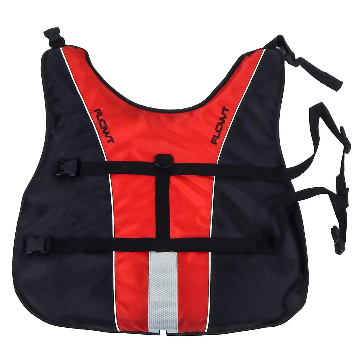 Flowt 40902-2-L Large Dog Vest, Red Paws - Durable Polyester Fabric, Quick Release Buckles, Adjustable Body Belts, Handler's Strap, Puncture Resistant - Ideal for Home Pool, Spa Use, No Excess Bulk for Water Activities