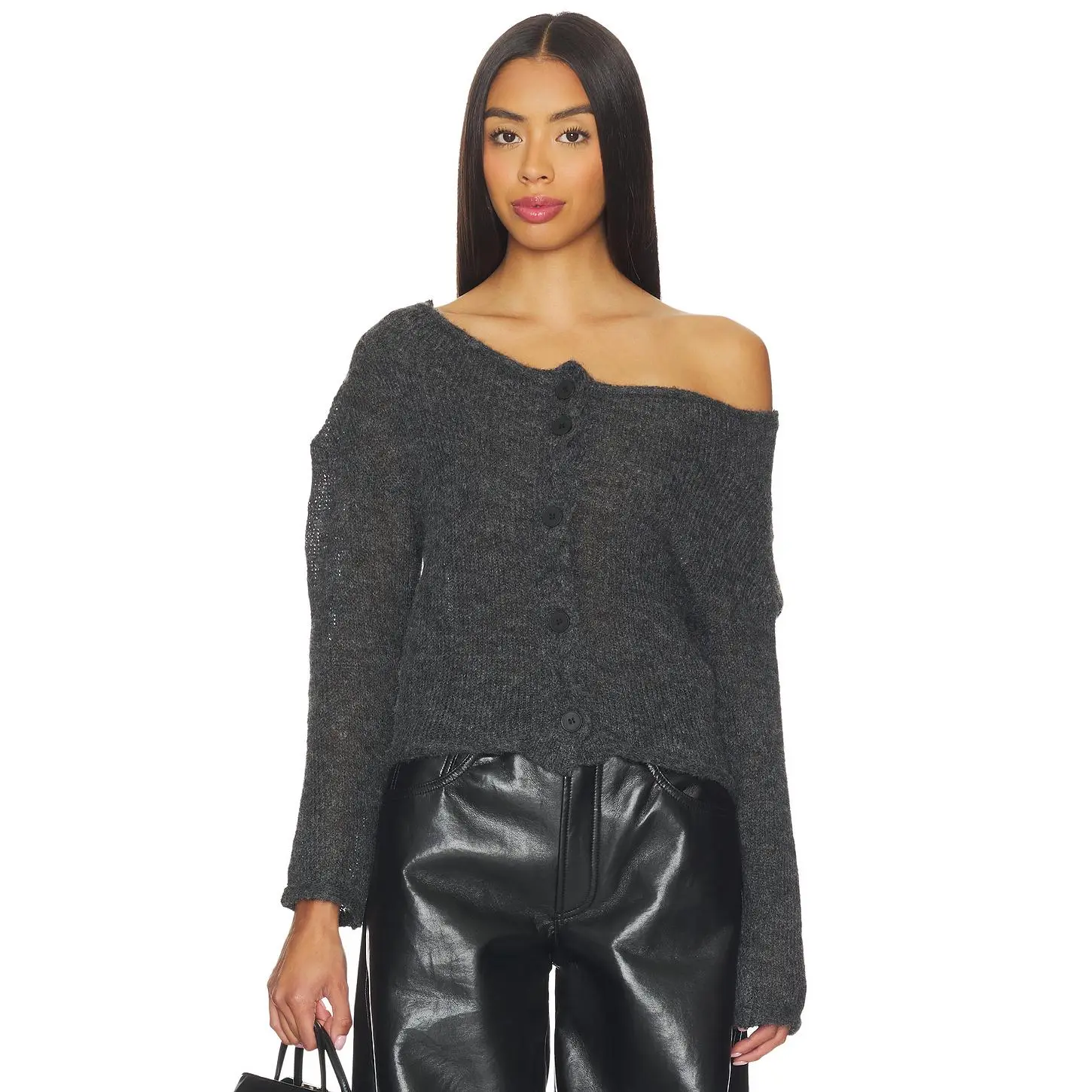 LIONESS Margaux Knit Top in Charcoal
