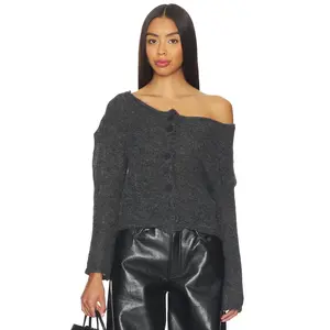 LIONESS Margaux Knit Top in Charcoal