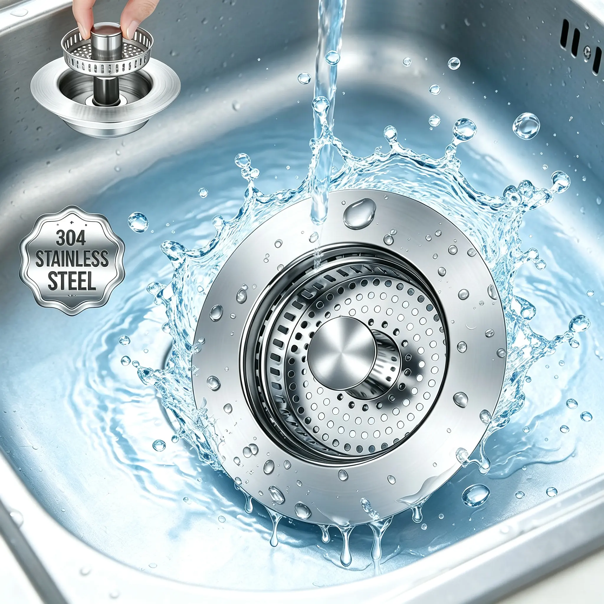 sink drain stopper,3-in-1 Kitchen Sink Drain Strainer Stopper,TikTok Viral Pick, 3-in-1 Sink Saver, 10K Pressure Tested, Never Clean Drains Again