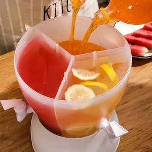 Household Rotating Cold Water Pitcher Living Room Refrigerator Cold Water Pitcher with Faucet Washing Set Fashionable Three-Compartment Ice Water Bucket Drinkware Jugs