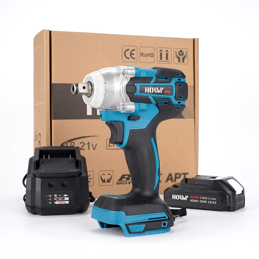 Cordless Impact Wrench, 1 Count Dual-purpose Chuck 1/4 & 1/2" Torque 520Nm, High Speed 0-3000rpm Direct-plug-in And Cordconnected Class 2power Unit, I