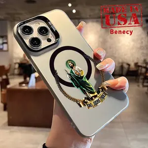 Phone Case for iPhone 15 16 14 Pro Max 13 12 11 XR XS Plus Guardian Saint Pattern Matte Military-Grade Drop Protection Silicone Cover Cellphone Protective