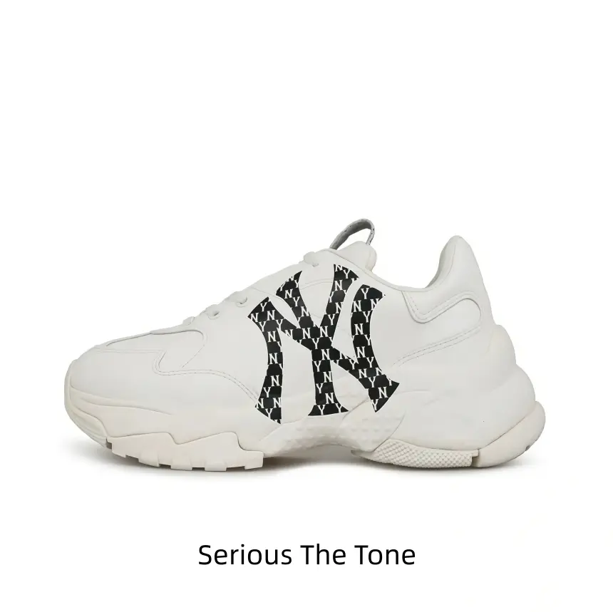 Low-top solid cream casual running shoes oversized monogram black NY graphic matching white laces sculpted layered midsole unisex hip-hop trainers