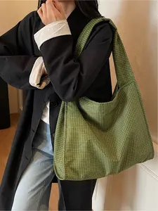 Large capacity fashion trend single shoulder tote bag canvas bag artistic new style fashionable lazy single shoulder tote bag commuting leisure