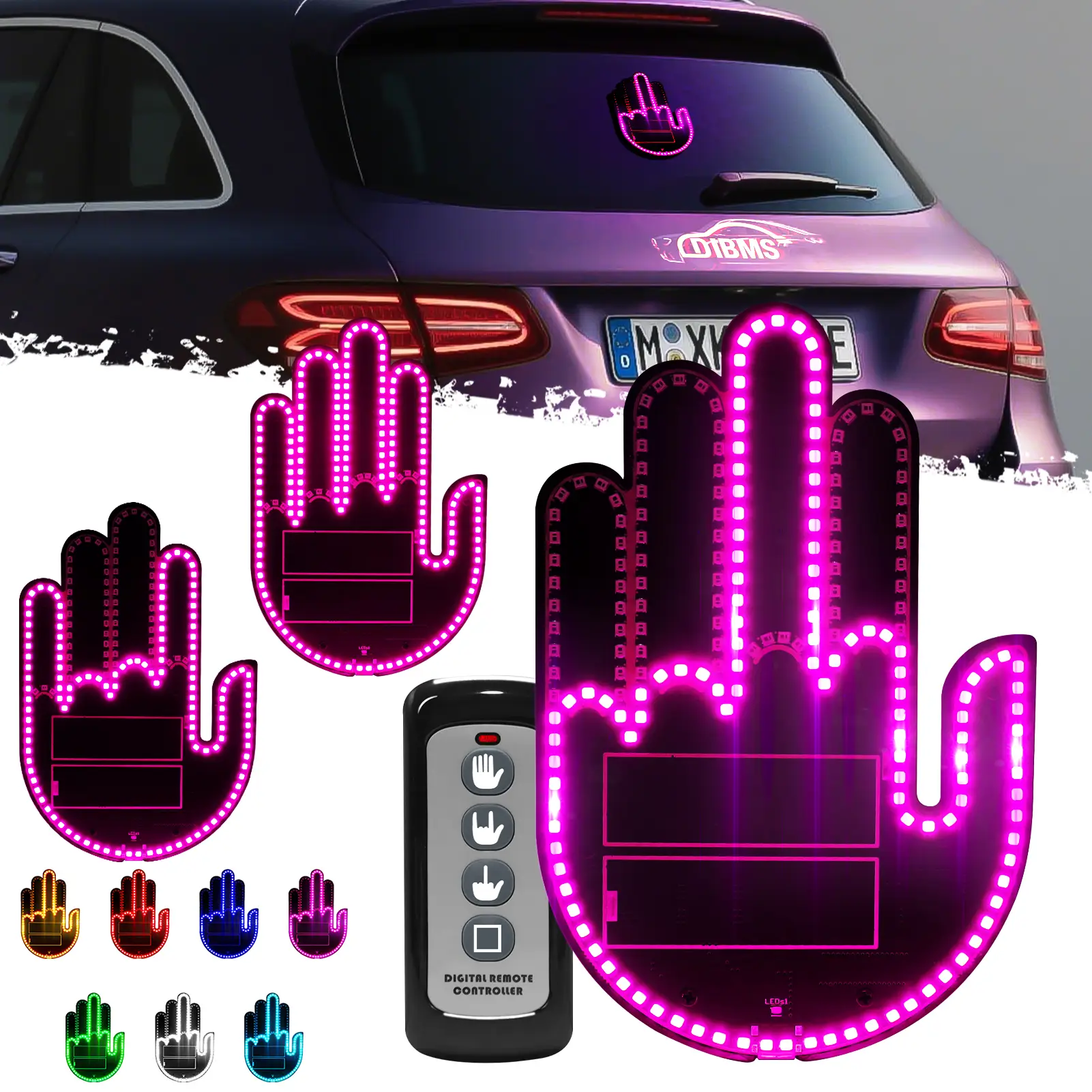 DIBMS Car Decorative Lights Rechargeable - LED Finger Lights - Fun Car Fingerlights,Three change modes, ambient lighting components to chase away tail