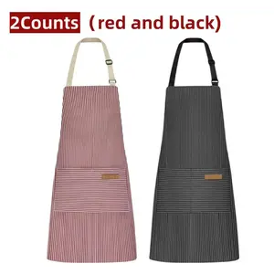 Striped Pattern Apron, 2 Counts Adjustable Kitchen Cooking Apron, Soft Cook Apron with Pocket, Kitchen Accessories, Household Items
