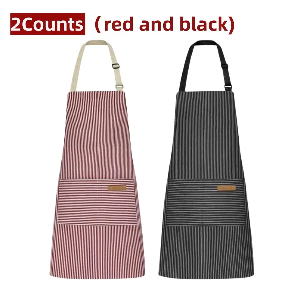Striped Pattern Apron, 2 Counts Adjustable Kitchen Cooking Apron, Soft Cook Apron with Pocket, Kitchen Accessories, Household Items