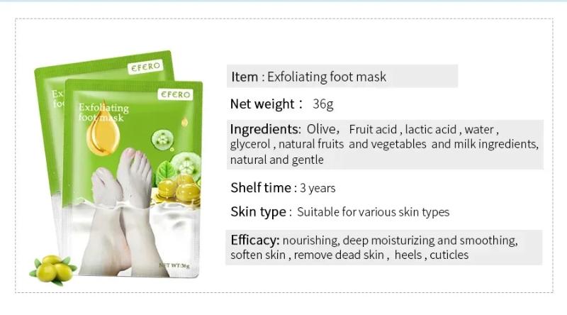 Exfoliating Foot Mask Pedicure Socks Dead Skin Remover for Heels Feet Peeling Callus Softening Smoothing Hydrating Botanical Extract Nourishing Foot Care Treatment Routine Unisex