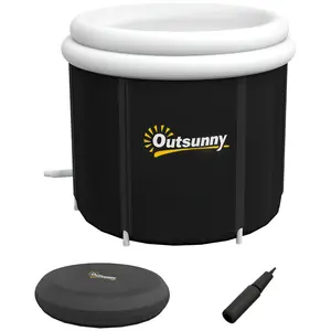 Outsunny Ice Bath Tub, 79 Gallon Outdoor Portable Cold Plunge Tub with Thermo Lid, Cover and Carry Bag for Athletes Recovery and Cold Water Therapy, Black