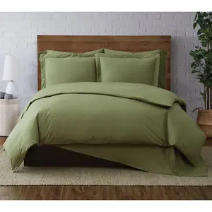 Brooklyn Loom Solid Cotton Percale Full/Queen Duvet Set