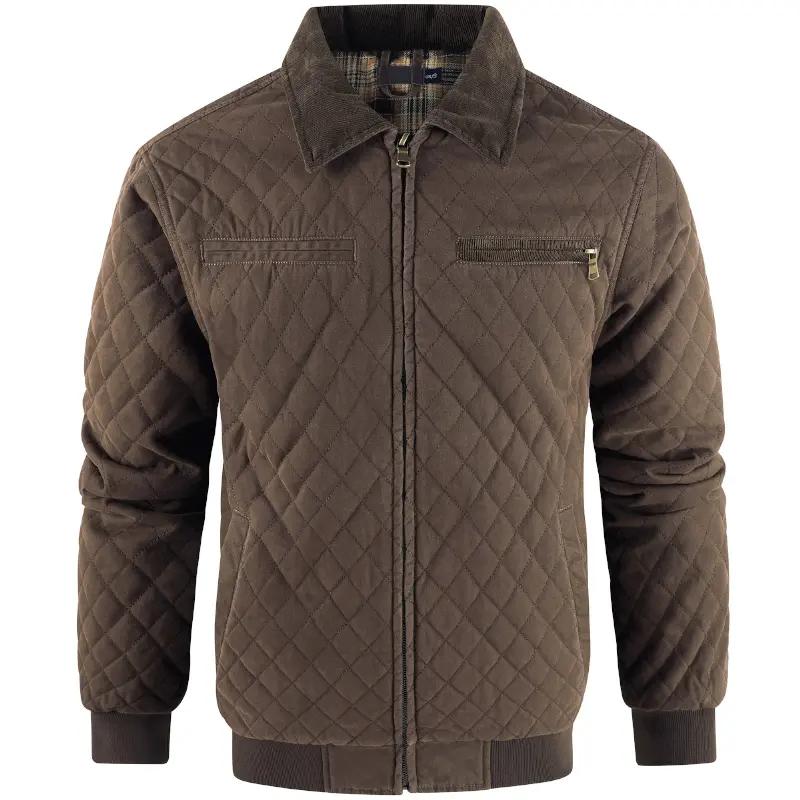 Grandclad Men's Vintage Quilted Jacket Classic Plaid Lined Bomber Coat Casual Warm Lightweight Outerwear for Fall and Winter Workwear Style