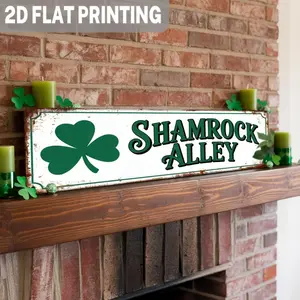 2D Vintage Irish Shamrock Alley Metal Wall Sign - Retro Suitable for Home, Bar, Kitchen Decor St. Patrick's Day Gift with Irish Hanging Decoration - Indoor/Outdoor Decoration for Irish-Themed Spaces