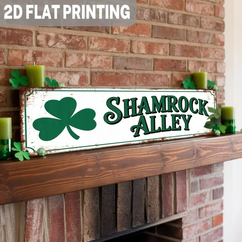 2D Vintage Irish Shamrock Alley Metal Wall Sign - Retro Suitable for Home, Bar, Kitchen Decor St. Patrick's Day Gift with Irish Hanging Decoration - Indoor/Outdoor Decoration for Irish-Themed Spaces