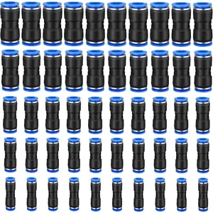 50 Pieces Straight Push Connectors, 4/6/8/10/12 mm Quick Release Pneumatic Connectors Air Line Hose Fittings Kit Connector