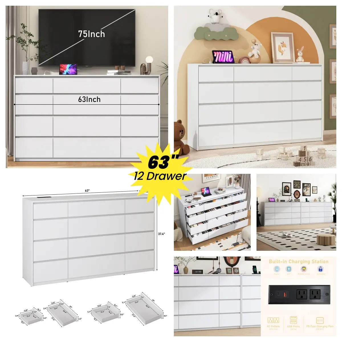 White - Matte - 12 Drawe