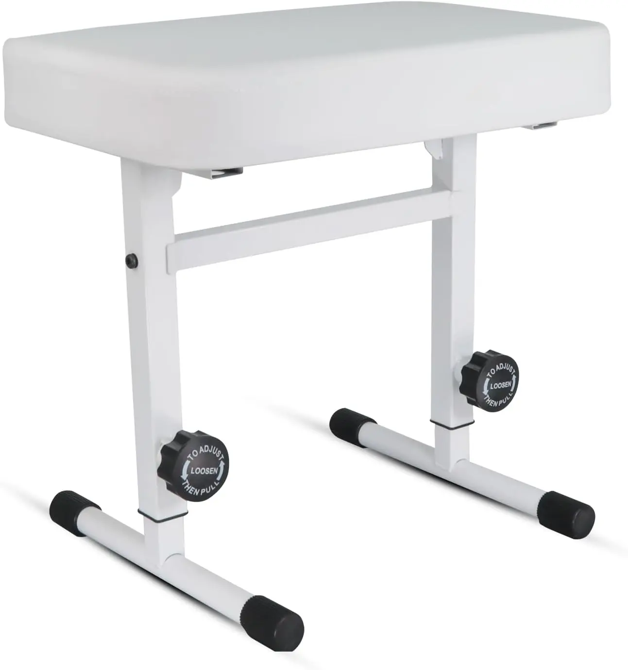 5 CORE Keyboard Bench Piano Bench 3" Padded Seat Cushion Height Adjustable 22in Musician Chair Iron Legs White - KBB H-ADJ WH