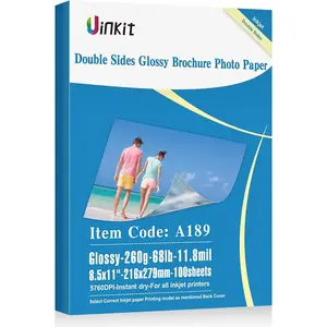Thick Photo Paper Glossy Double Sided 100 Sheets 8.5x11 Heavyweight 68lb 260gsm Inkjet Both Sides Printable 11.8mil A4 Letter size Flyer Bulk Pack 8.5 x 11 Card paper postcard postal A189