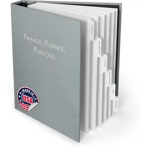 TRS Financial Records Organizer Binder | Financial Planning Portfolio for Tax Returns, Investments,  &  | Hardcover 1.5" D- Linen with Pre-Labeled Tabs | Lt Gray/ Linen