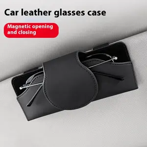 Magnetic Sunglass Holder for Car Visor Clip, Leather Car Glasses Holder, Visor Accessories Eyeglasses Holder Glasses Storage Case
