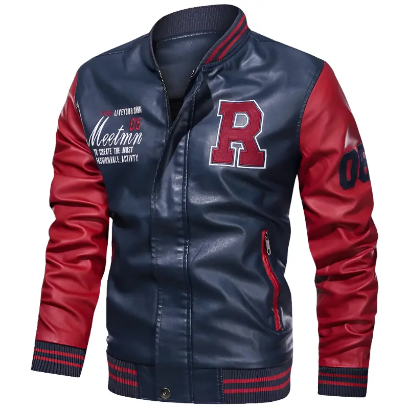 Men Racing Motocross Biker Leather Jacket