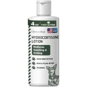 Chew + Heal Labs Hydrocortisone Lotion for Dogs - 4 oz Anti Itch Cream for Irritated Skin, Flea Bites, Itching, and More - Made in The USA