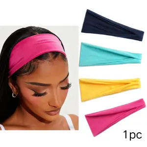 1pc Solid Fuchsia Pink Sports Yoga Headband, Moisture Wicking Elastic Workout Headband For Men & Women, Running, Fitness Women Bandanas Winter Hair Accessories Fashion Scarf Women Hair Band, Sweat Wicking Headband