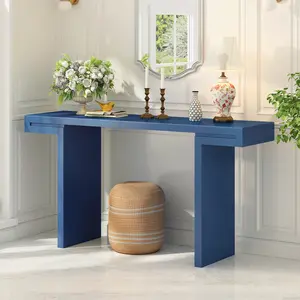 Large 60-Inch Console Table with Geometric Clean Lines Design, Stylish Entryway Table with Painted Finish and Adjustable Feet, for Living Room, Hallway, Entryway Furniture, Sofa Table, Bedroom, Office, Narrow Hall Table, Modern Accent Table