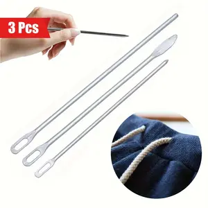 3 Pcs Elastic Band Threading Tools, Ideal for Waistbands and Hat Ropes, Durable Silver Color Design, Perfect for DIY Projects