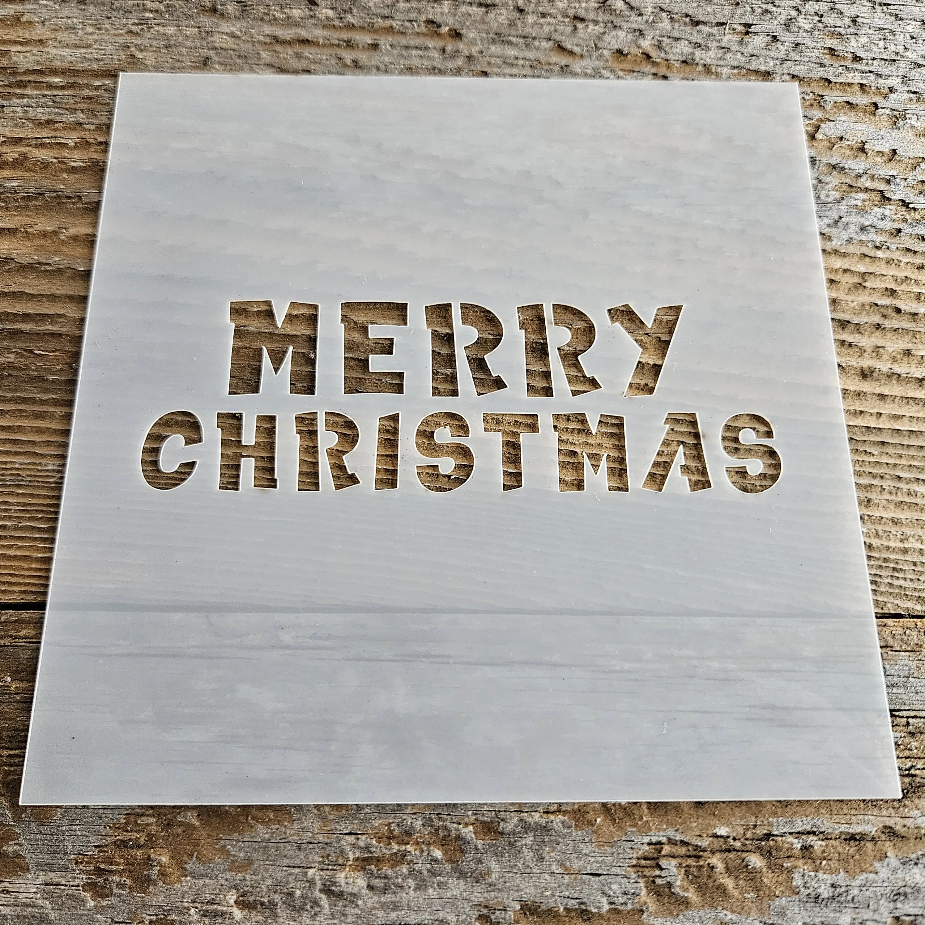 Merry Christmas Stencil Reusable Cookie Decorating Craft Painting Windows Signs Mylar Many Sizes Christmas Winter Merry Christmas Block Font 6"