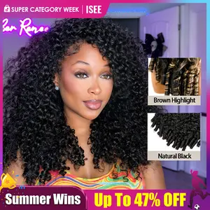 [NEW ARRIVAL] ISEE HAIR Burmese Curly Natural Black & Brown Highlight Human Hair Half Wig InvisiFit Strap Glueless Wig for Beginners #ISEECrochetNewArrivals #SummerVibes