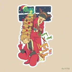 Christmas Mob Psycho 1000 Emotional Growth Art Sticker
