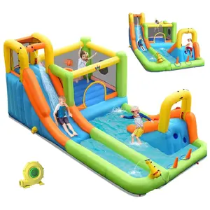 Costway Inflatable Mighty Bounce House Jumper with Air Blower, Inflatable castle for Backyard, Outdoor, Party Gift for kids children girls boys